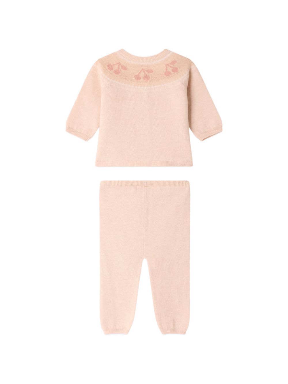 Set cardigan e pantaloni per neonata Bonpoint Kids rosa con ricamo ciliegie W06NSEK00020 923 BONPOINT KIDS 