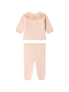 Set cardigan e pantaloni per neonata Bonpoint Kids rosa con ricamo ciliegie W06NSEK00020 923 BONPOINT KIDS 