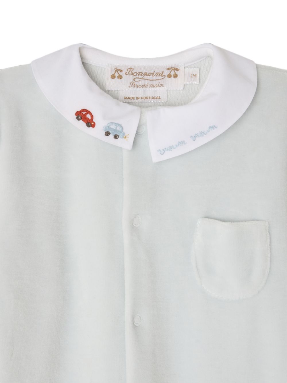 Tutina per neonato Bonpoint Kids azzurra con ricamo macchinine W06ONIK00015 010 BONPOINT KIDS 