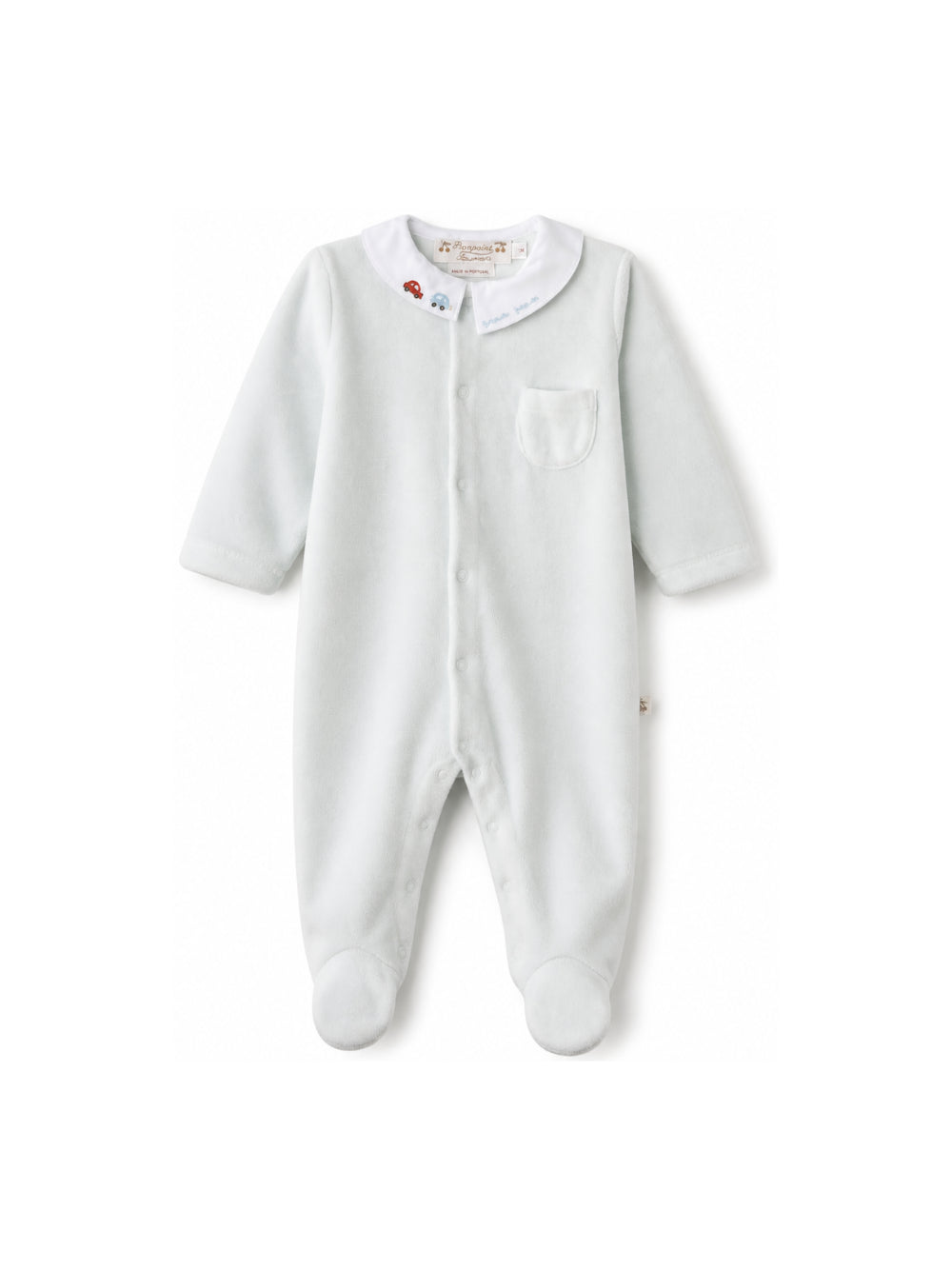 Tutina per neonato Bonpoint Kids azzurra con ricamo macchinine W06ONIK00015 010 BONPOINT KIDS 