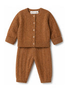 Set maglione e pantaloni per neonato Bonpoint Kids marrone con trama a coste W06OSEK00003 065 BONPOINT KIDS 