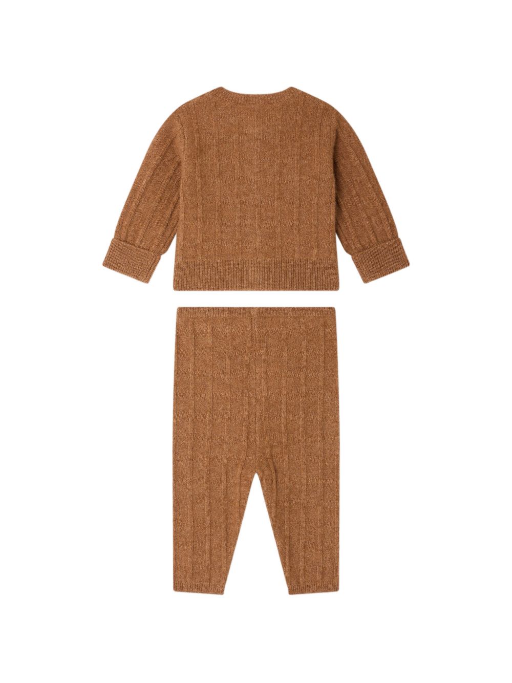 Set maglione e pantaloni per neonato Bonpoint Kids marrone con trama a coste W06OSEK00003 065 BONPOINT KIDS 