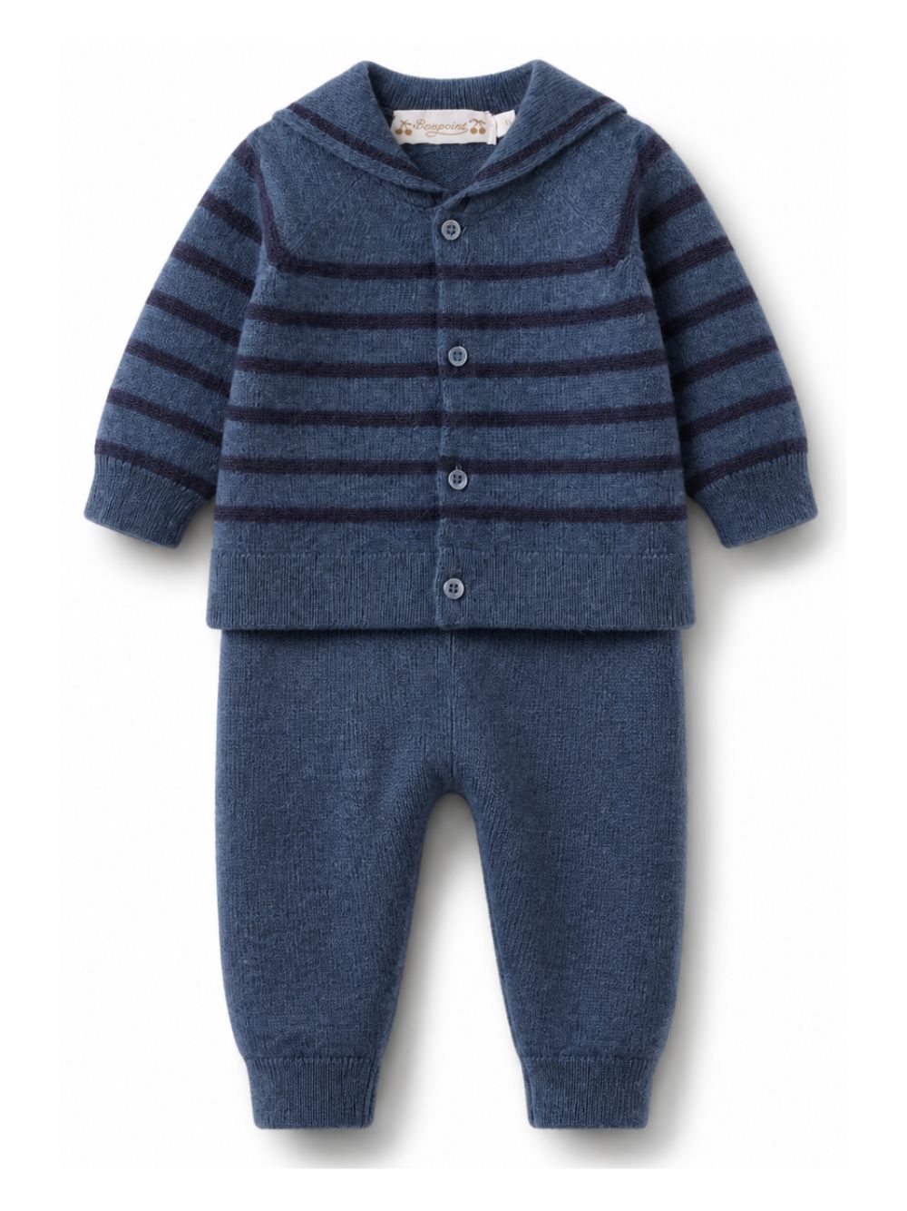 Set maglione e pantaloni per neonato Bonpoint Kids blu con motivo a righe W06OSEK00004 278 BONPOINT KIDS 