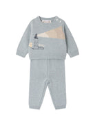 Set maglione e pantaloni per neonato Bonpoint Kids azzurro con decorazione ricamata W06OSEK00020 914 BONPOINT KIDS 