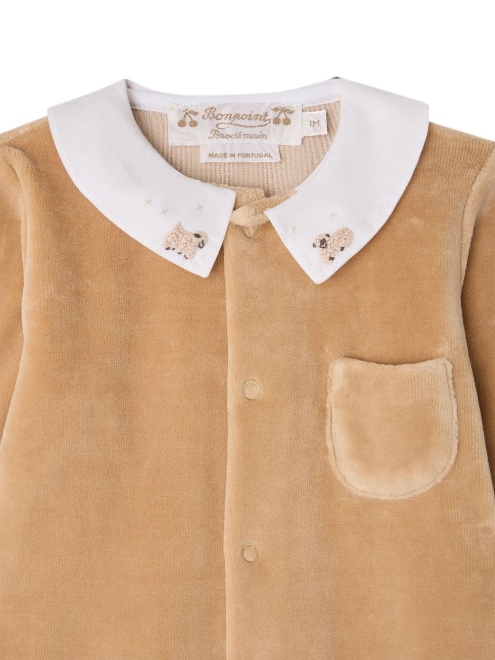 Tutina per neonati Bonpoint Kids beige con decorazioni ricamate W06PNIK00005 068C BONPOINT KIDS 