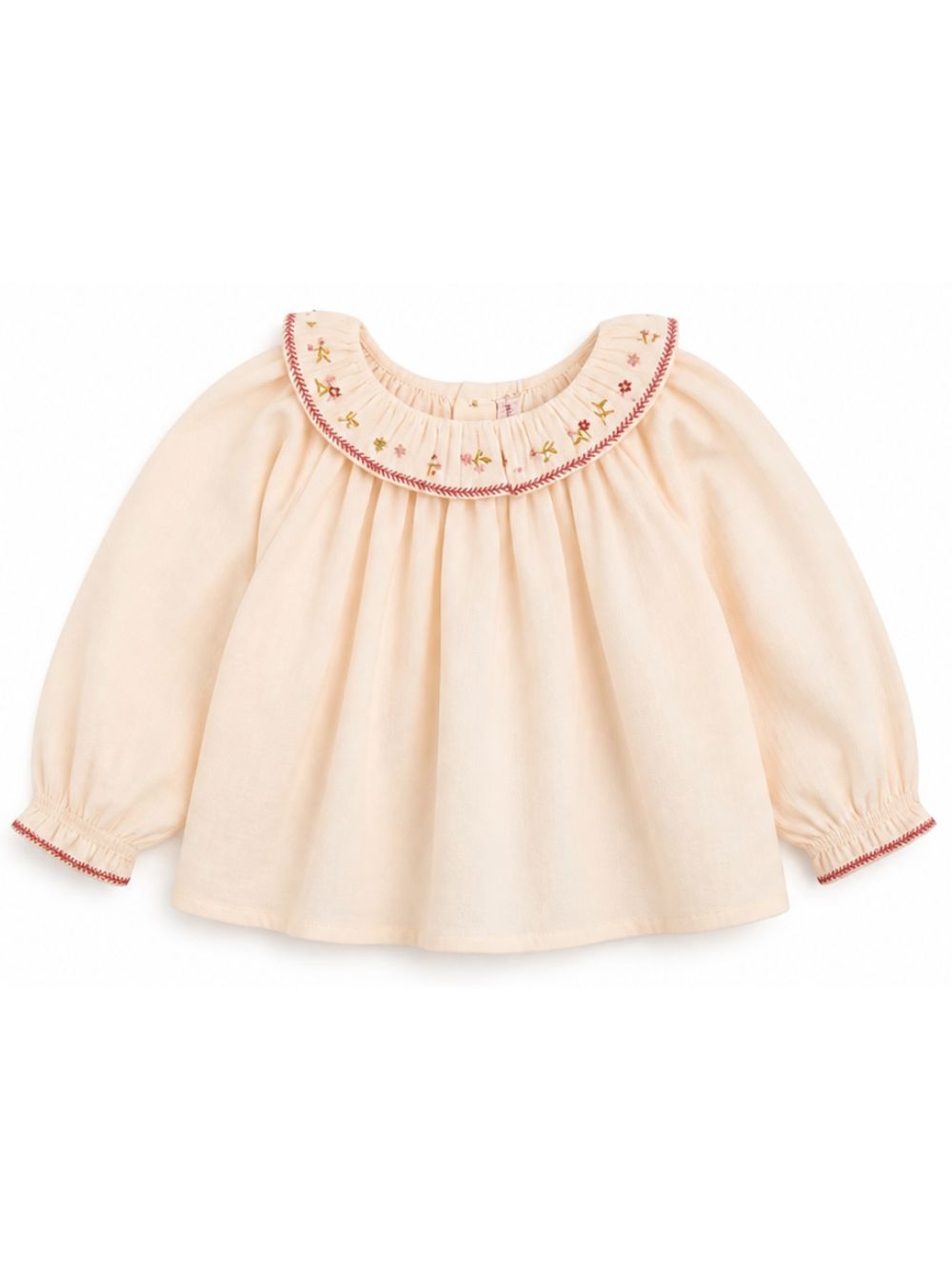 Blusa per neonata Bonpoint Kids rosa con ricami floreali W06XBLW00007 025A BONPOINT KIDS 