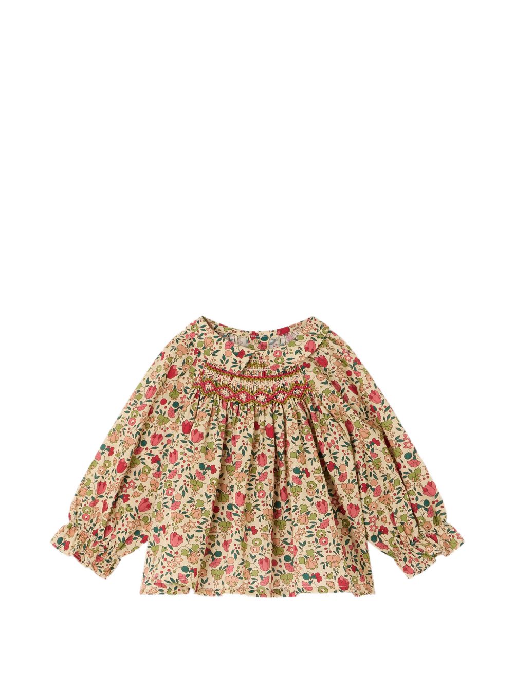 Camicia per neonata Bonpoint Kids beige con stampa floreale all-over W06XBLW00011 524A BONPOINT KIDS 