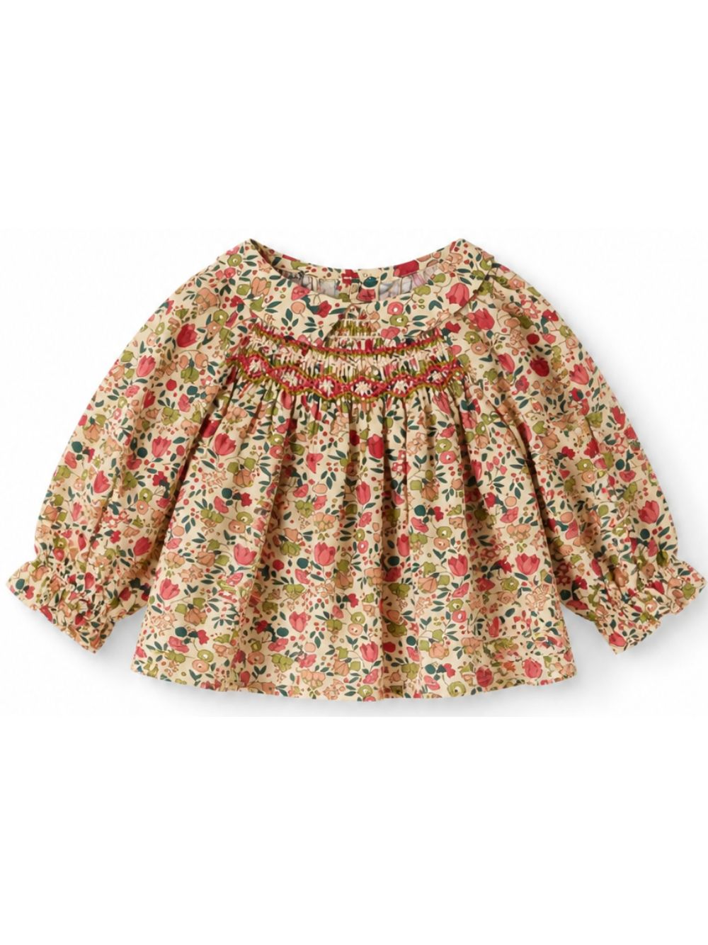 Camicia per neonata Bonpoint Kids beige con stampa floreale all-over W06XBLW00011 524A BONPOINT KIDS 