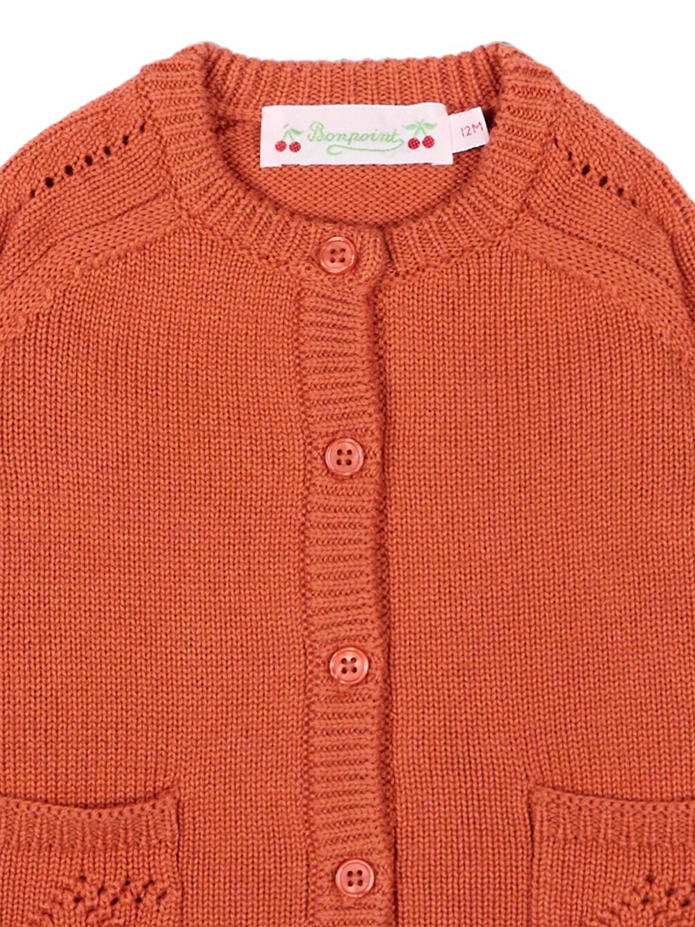 Cardigan per neonati Bonpoint arancione con due tasche applicate W06XCAK00002 035C BONPOINT KIDS 