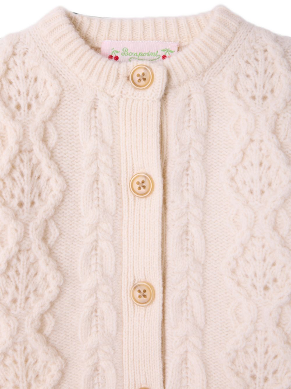 Cardigan per neonata Bonpoint Kids beige con maglia intrecciata W06XCAK00004 002 BONPOINT KIDS 