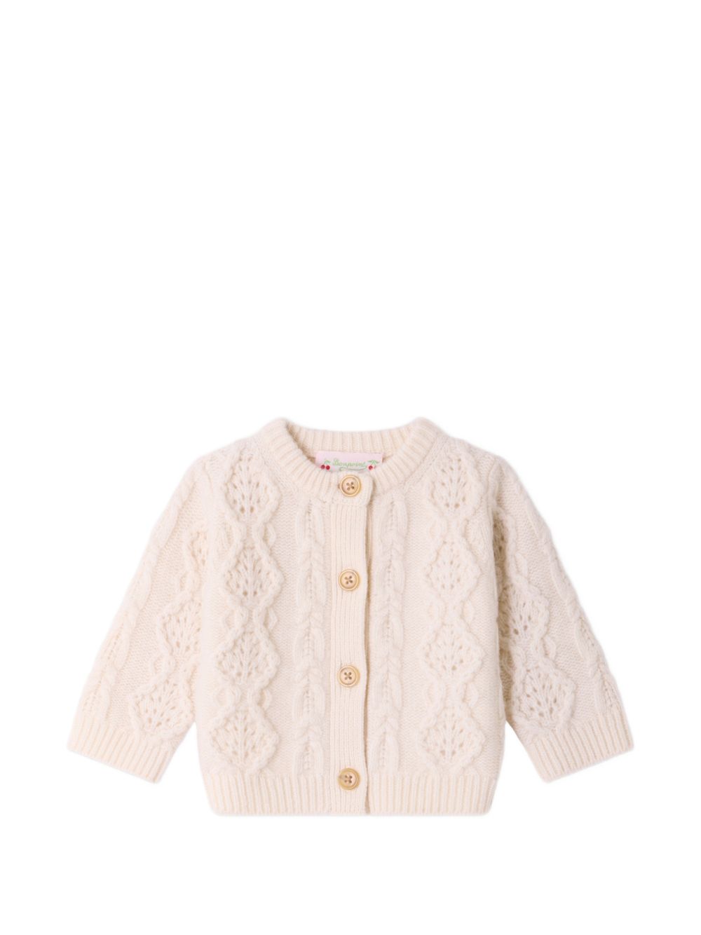 Cardigan per neonata Bonpoint Kids beige con maglia intrecciata W06XCAK00004 002 BONPOINT KIDS 