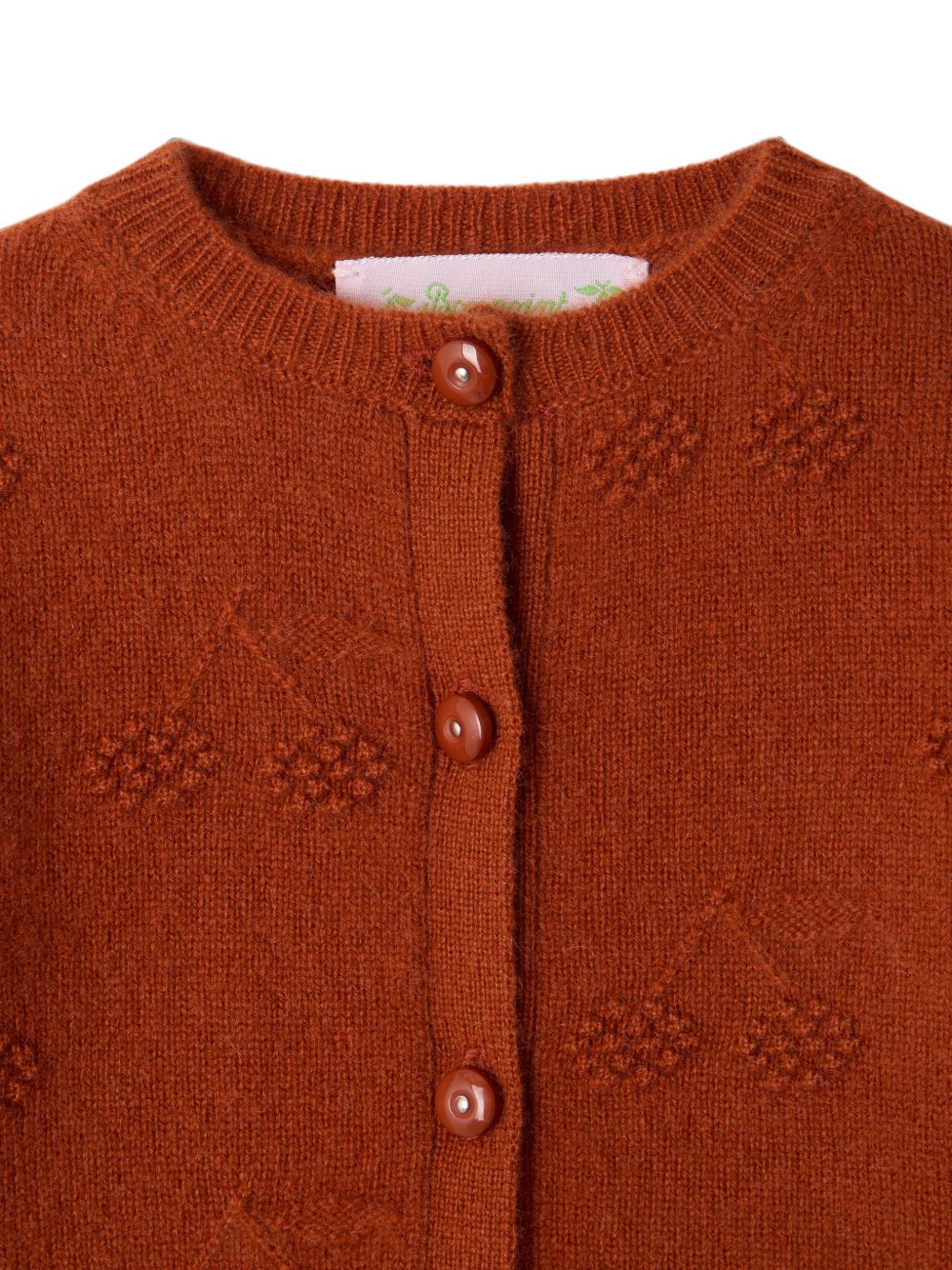Cardigan per neonata Bonpoint Kids arancione con lavorazione in pointelle W06XCAK00009 068A BONPOINT KIDS 
