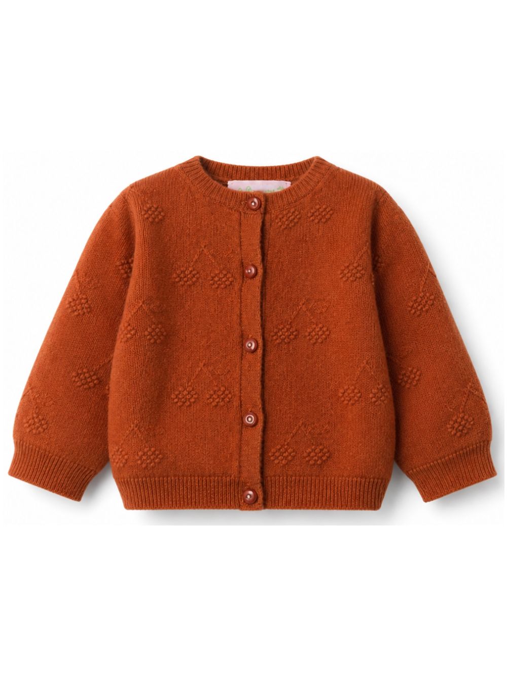 Cardigan per neonata Bonpoint Kids arancione con lavorazione in pointelle W06XCAK00009 068A BONPOINT KIDS 