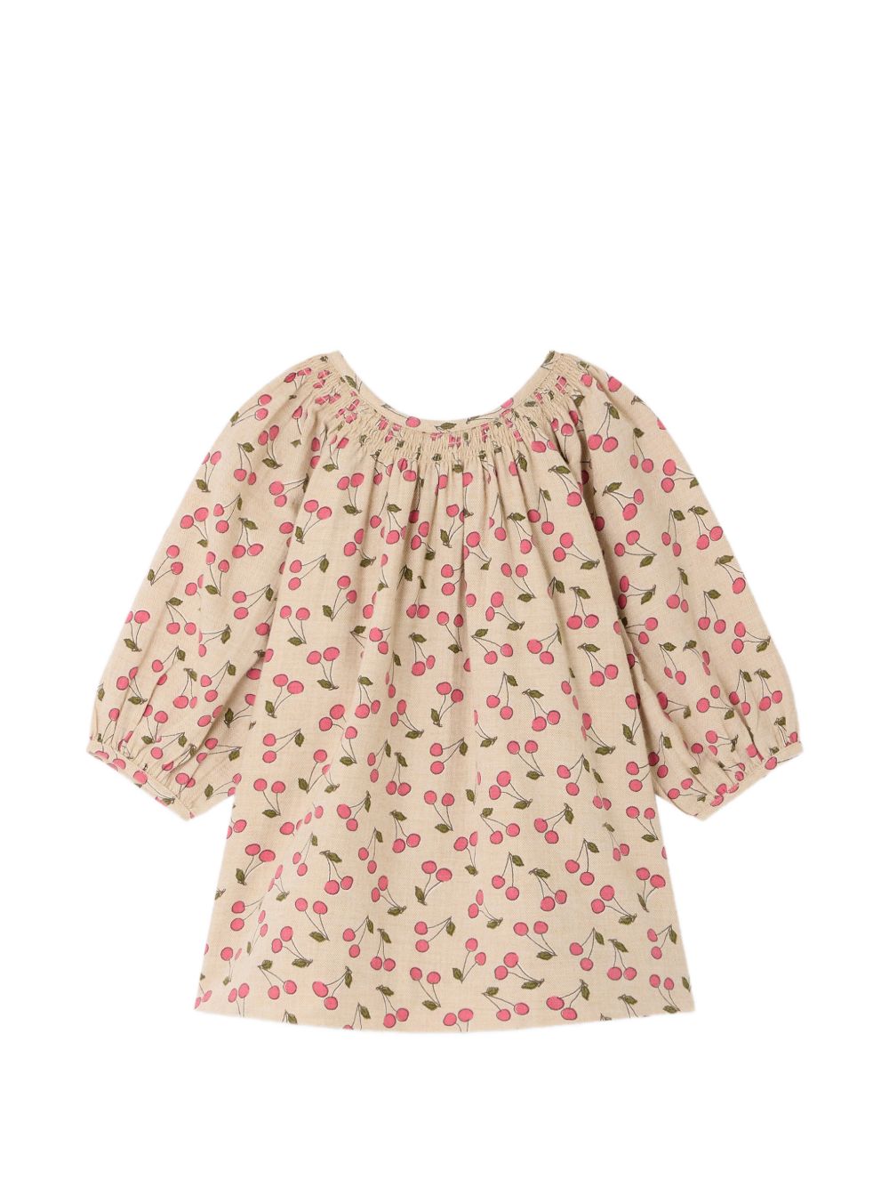 Abito per neonata Bonpoint Kids beige con stampa Cherry all-over W06XDRW00015 609 BONPOINT KIDS 