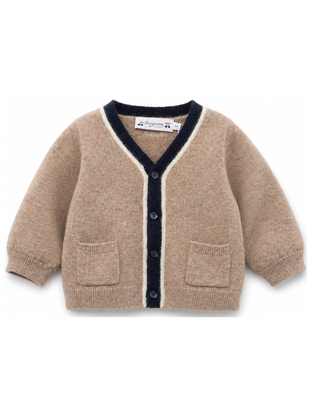 Maglione per neonato Bonpoint Kids beige con scollo a V W06YCAK00004 268A BONPOINT KIDS 