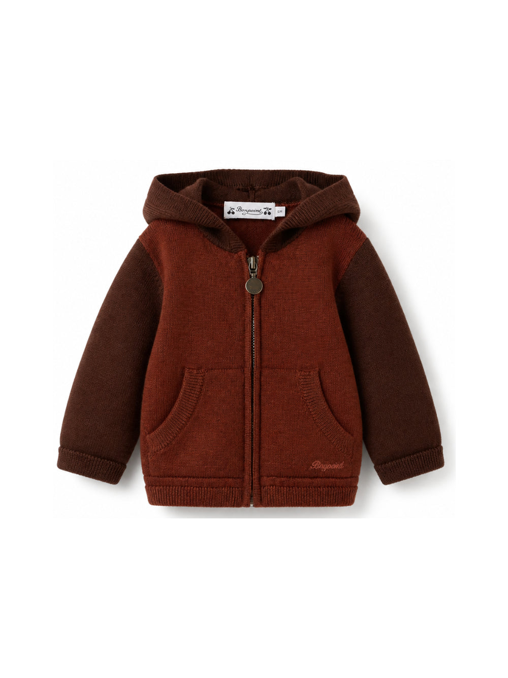 Felpa per neonato Bonpoint Kids marrone con logo ricamato sul davanti W06YCAK00010 268A BONPOINT KIDS 