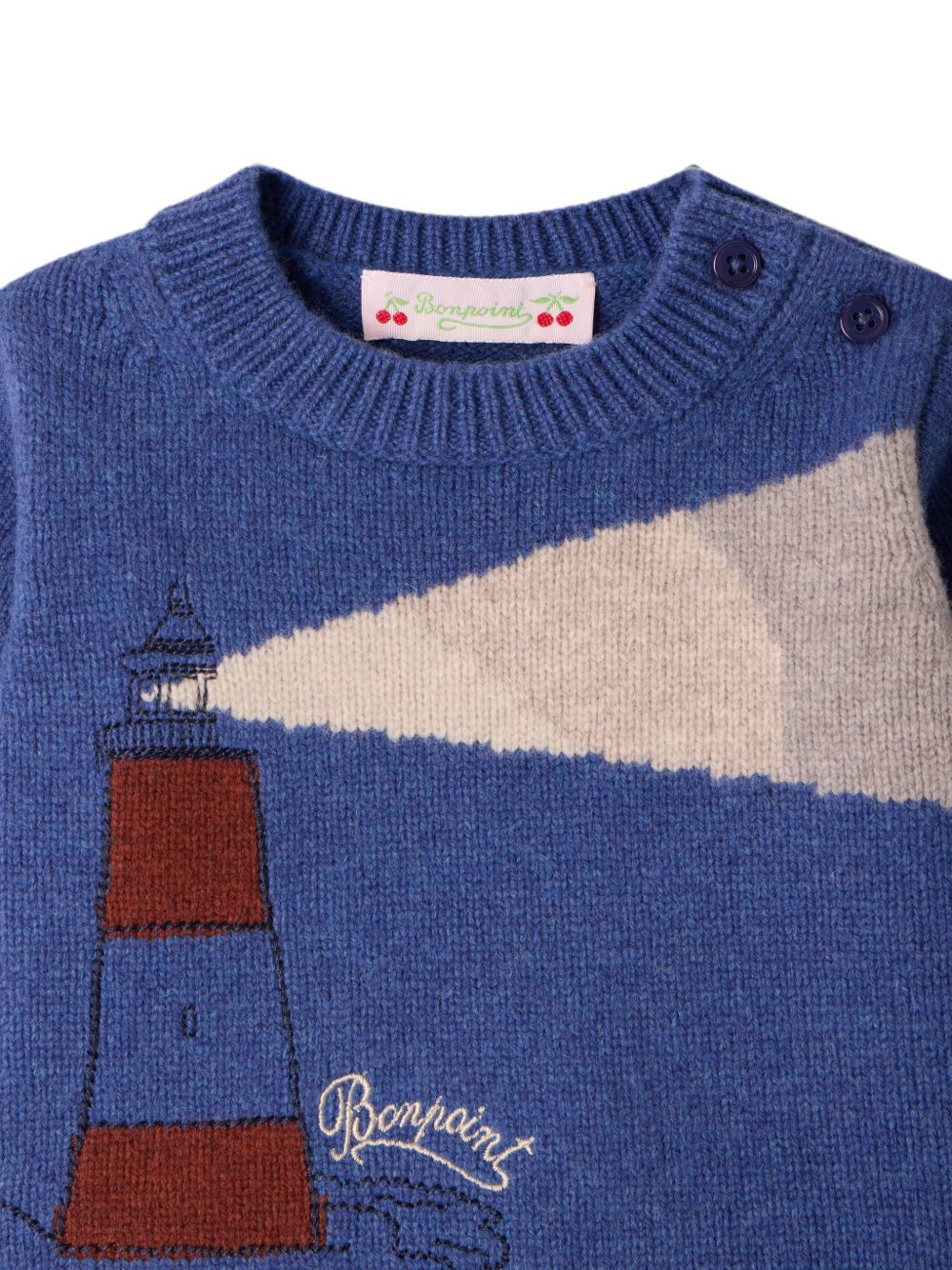 Maglione per neonato Bonpoint Kids blu con decorazione ricamata W06YJUK00002 915B BONPOINT KIDS 