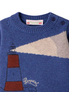 Maglione per neonato Bonpoint Kids blu con decorazione ricamata W06YJUK00002 915B BONPOINT KIDS 