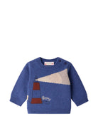 Maglione per neonato Bonpoint Kids blu con decorazione ricamata W06YJUK00002 915B BONPOINT KIDS 