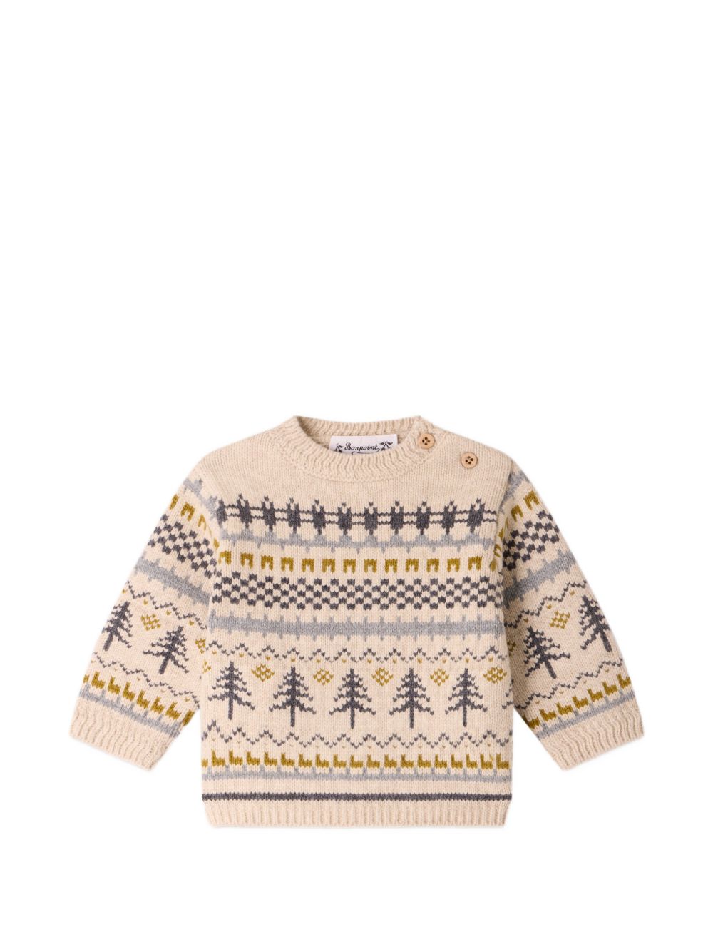 Maglione per neonato Bonpoint Kids beige con decorazione Fair Isle W06YJUK00007 963C BONPOINT KIDS 