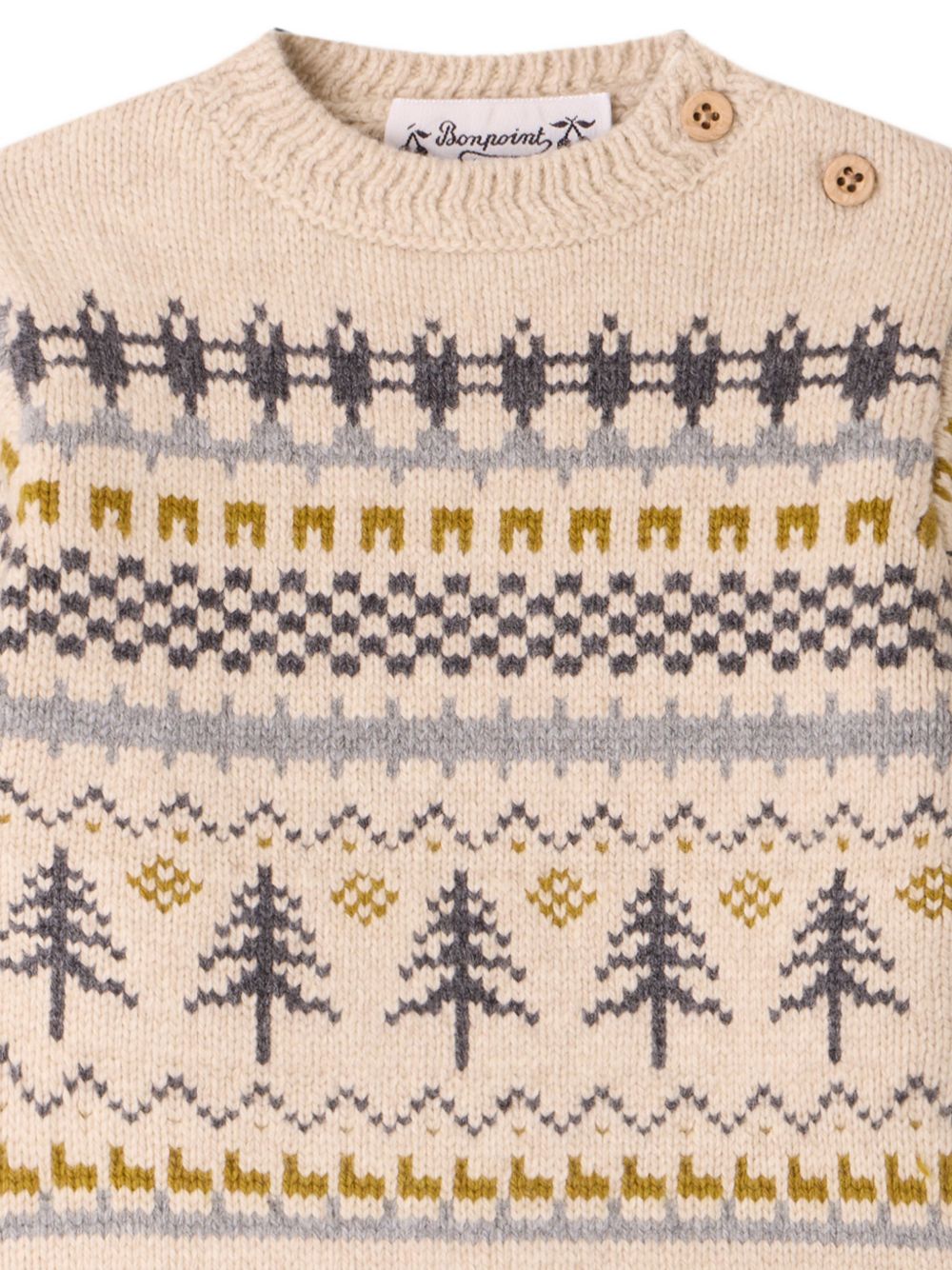 Maglione per neonato Bonpoint Kids beige con decorazione Fair Isle W06YJUK00007 963C BONPOINT KIDS 
