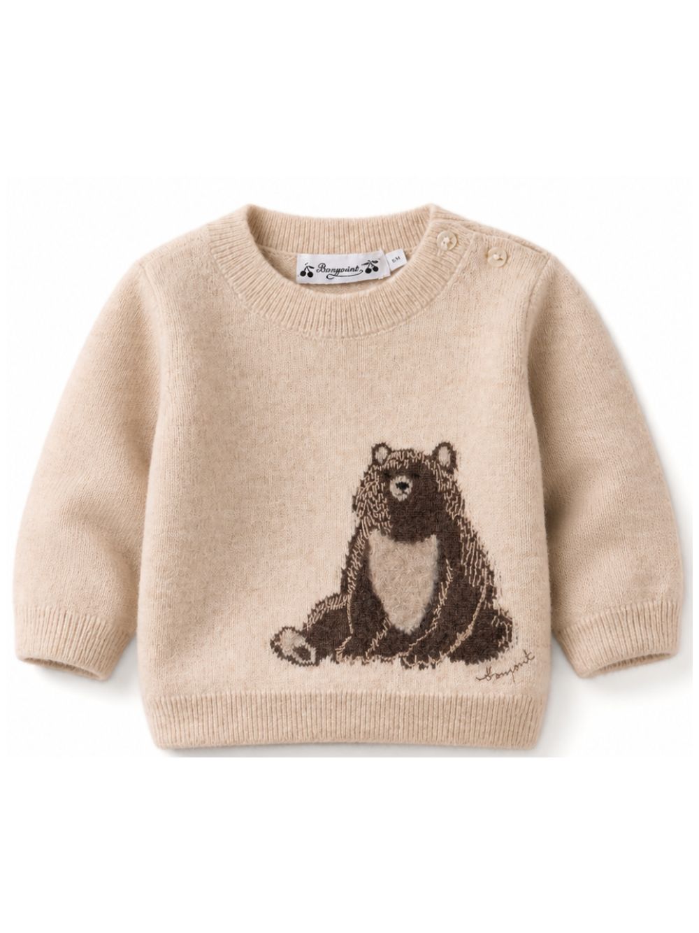 Maglione per neonati Bonpoint Kids beige con motivo orso ricamato W06YJUK00008 160B BONPOINT KIDS 
