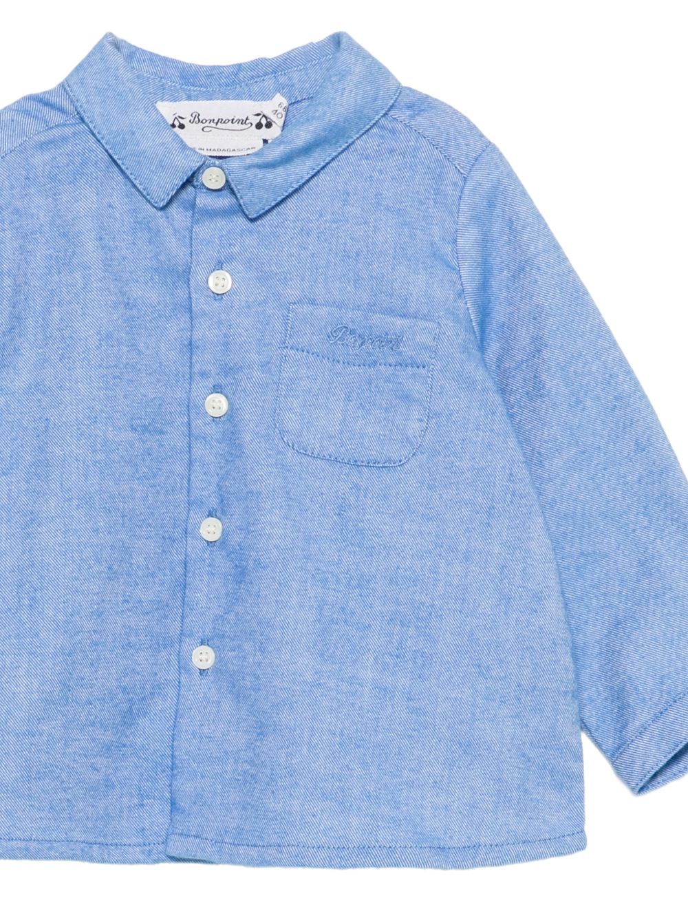 Camicia per neonato Bonpoint Kids azzurra con tessuto in twill W06YSHW00007 074D BONPOINT KIDS 