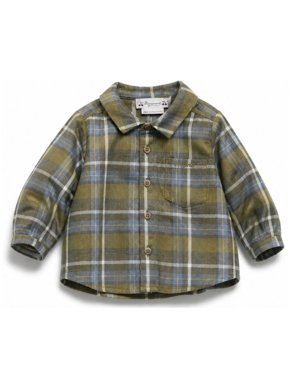 Camicia per neonato Bonpoint Kids verde con motivo a quadri W06YSHW00010 345 BONPOINT KIDS 