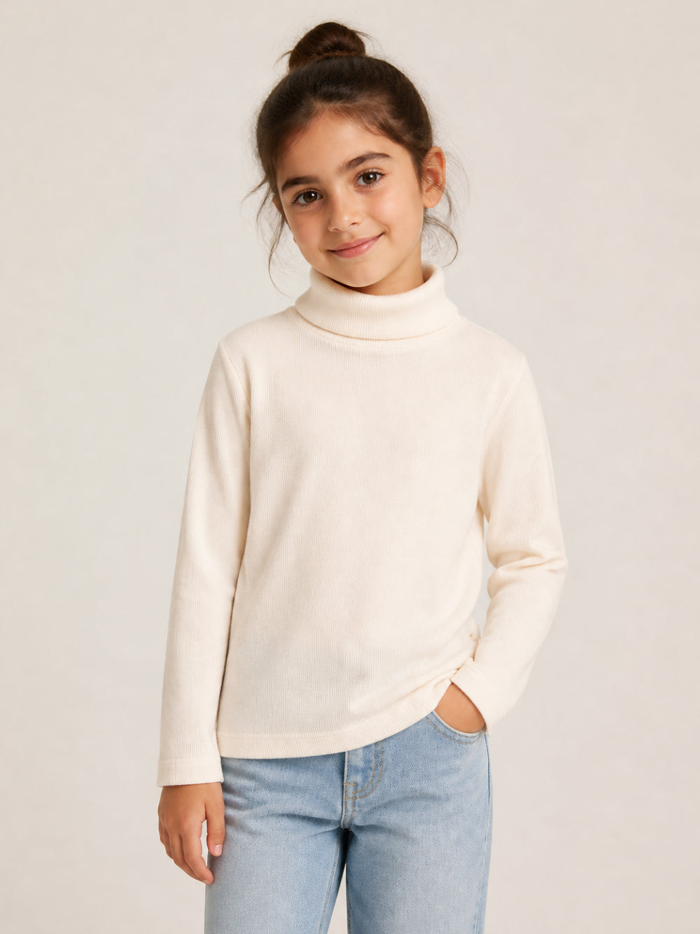 Maglione per bambina Bonton Kids bianco a collo alto BD10002 120 BONTON KIDS 