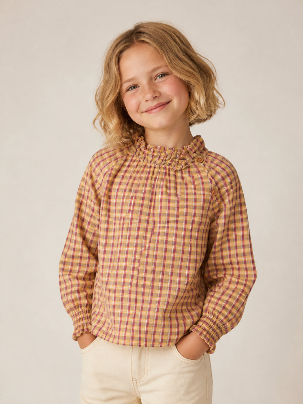 Camicia per bambina Bonton Kids rossa con design a quadri BD12052 947 BONTON KIDS 