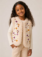 Gilet per bambina Bonton Kids bianco con ricamo floreale BD16022 120 BONTON KIDS 