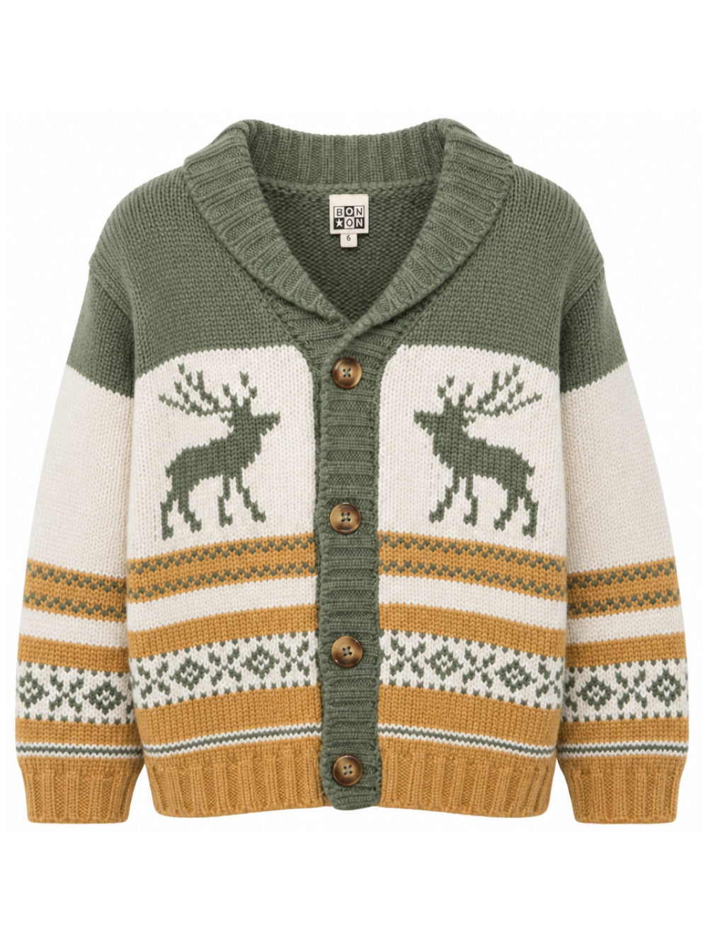 Cardigan con intario per bambino Bonton Kids multicolor con revers a scialle BD18063 510 BONTON KIDS 