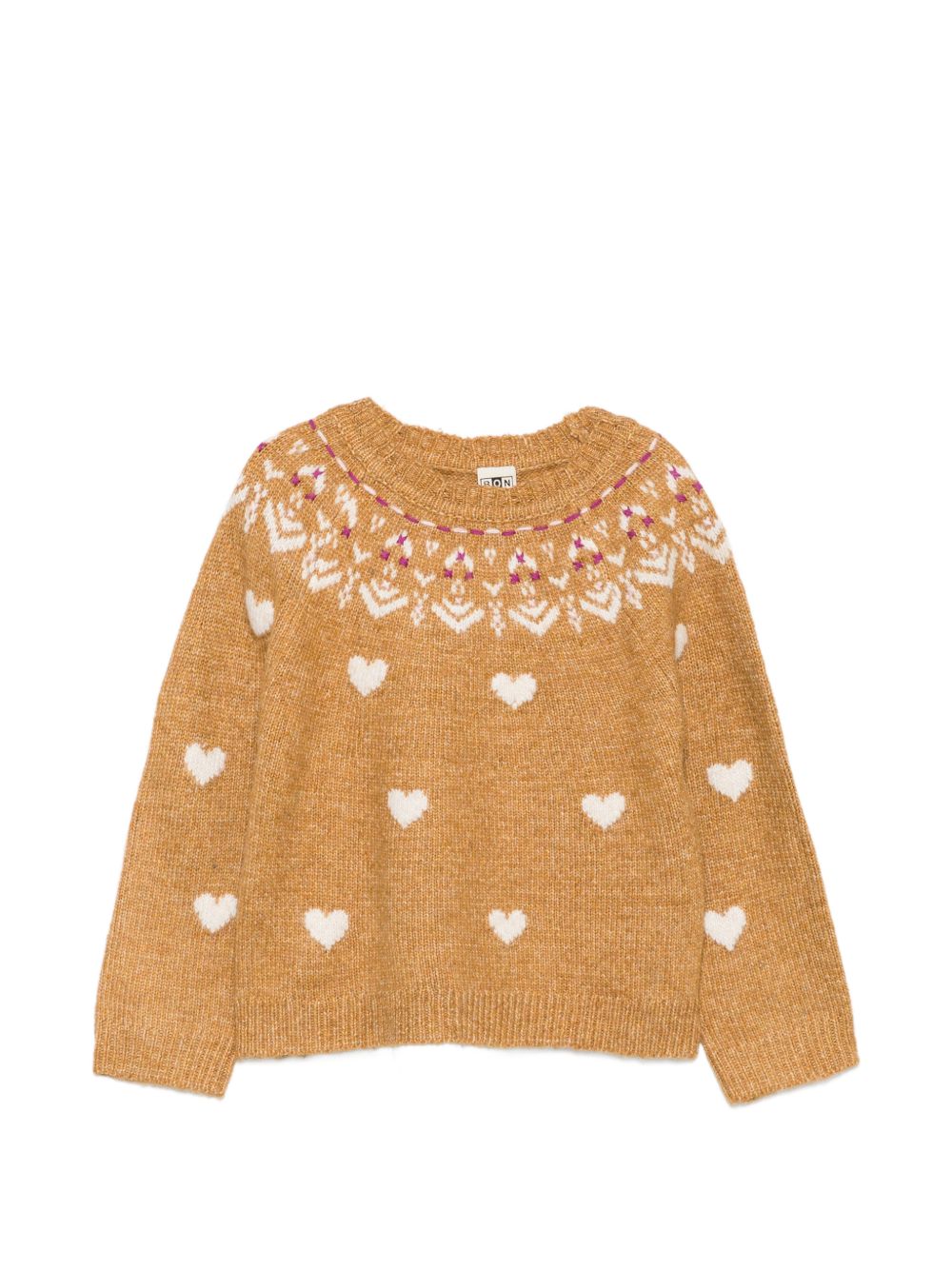 Maglione Fair Isle per bambina Bonton Kids mostarda con motivo a cuore BD18192 612 BONTON KIDS 