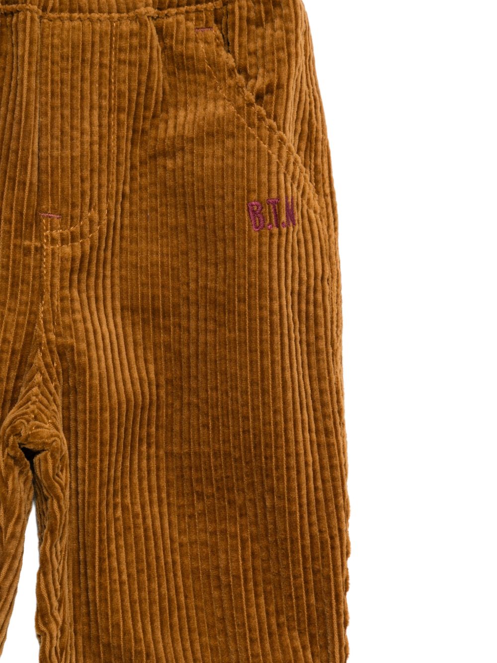 Pantaloni per neonato Bonton Kids marrone a coste con logo frontale ricamato BD22041 612 BONTON KIDS 