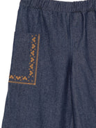 Pantaloni per bambina Bonton Kids blu navy con dettagli ricamati BD22152 430 BONTON KIDS 