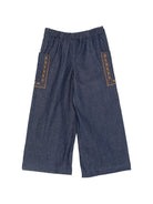 Pantaloni per bambina Bonton Kids blu navy con dettagli ricamati BD22152 430 BONTON KIDS 
