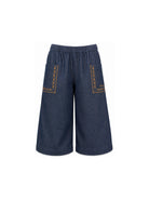 Pantaloni per bambina Bonton Kids blu navy con dettagli ricamati BD22152 430 BONTON KIDS 
