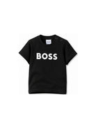 T-shirt per neonato Boss Kids nera con logo sul davanti J05P12 09B BOSS KIDS 
