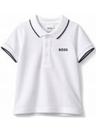 Polo con stampa per neonato BOSS Kidswear bianco con logo sul petto J05P13 10P BOSS KIDS 