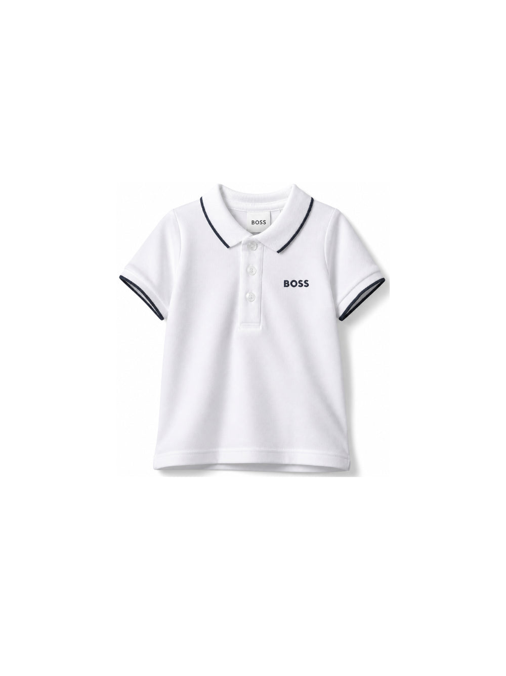 Polo con stampa per neonato BOSS Kidswear bianco con logo sul petto J05P13 10P BOSS KIDS 