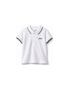 Polo con stampa per neonato BOSS Kidswear bianco con logo sul petto J05P13 10P BOSS KIDS 