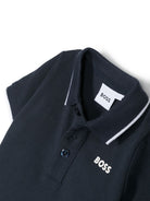 Polo con stampa per neonato Boss KIds blu con orlo dritto J05P13 849 BOSS KIDS 