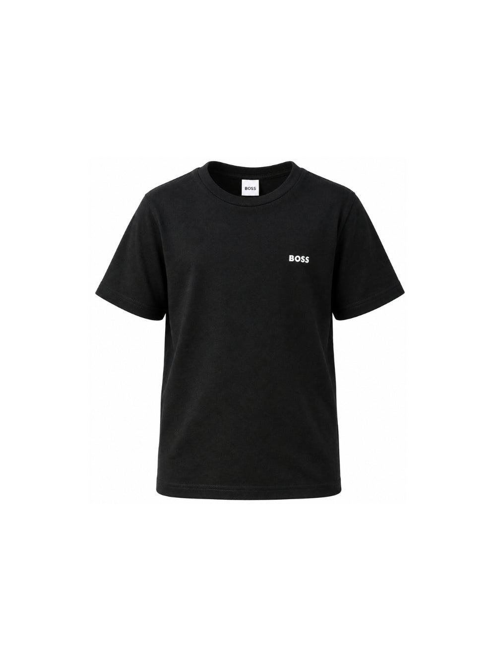T-shirt per bambino Boss Kids nera con logo goffrato bianco J25P23 09B BOSS KIDS 