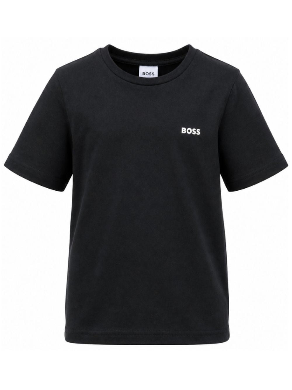 T-shirt con logo goffrato per bambino BOSS Kidswear blu a girocollo J25P23 849 BOSS KIDS 