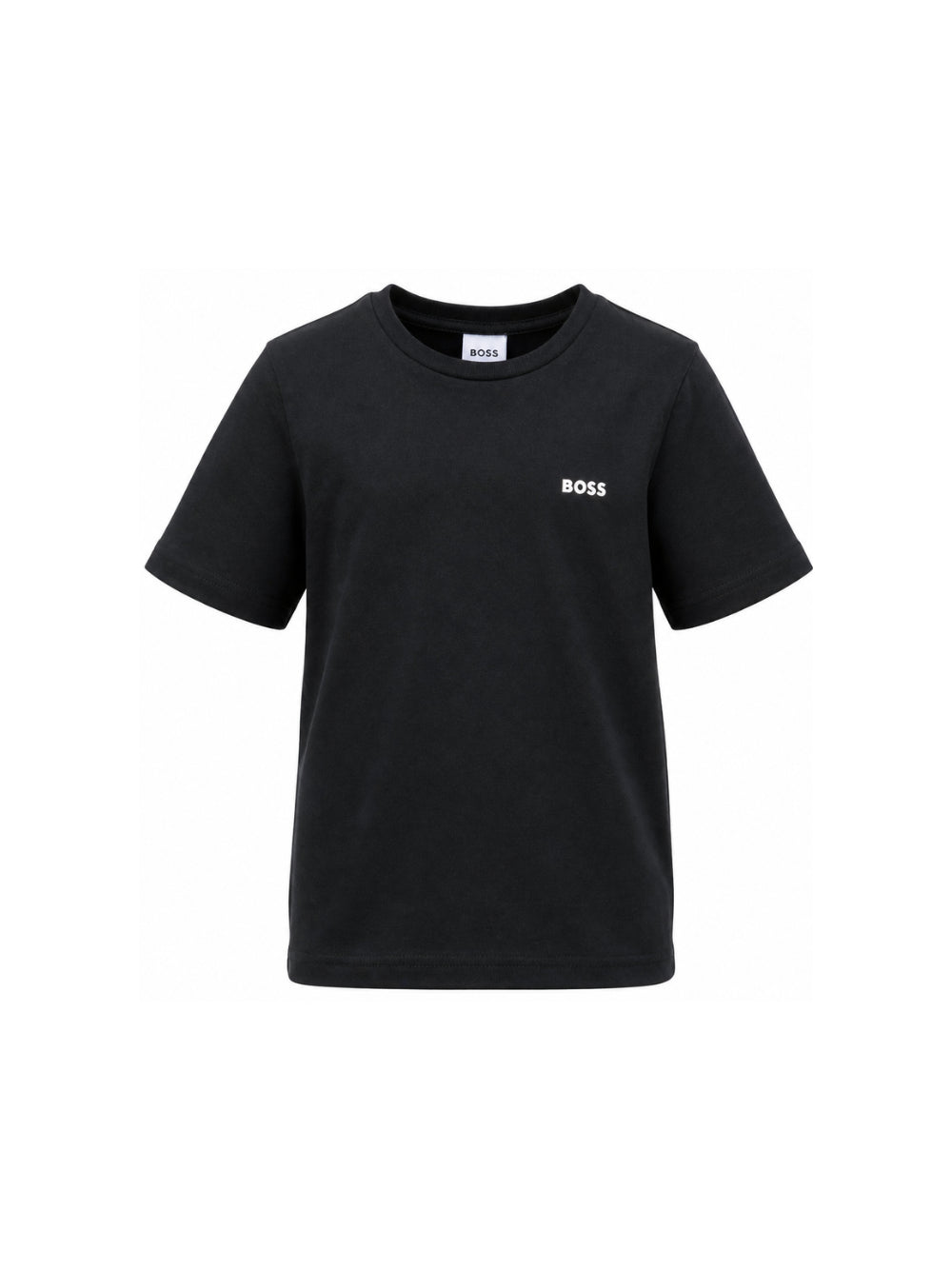 T-shirt con logo goffrato per bambino BOSS Kidswear blu a girocollo J25P23 849 BOSS KIDS 