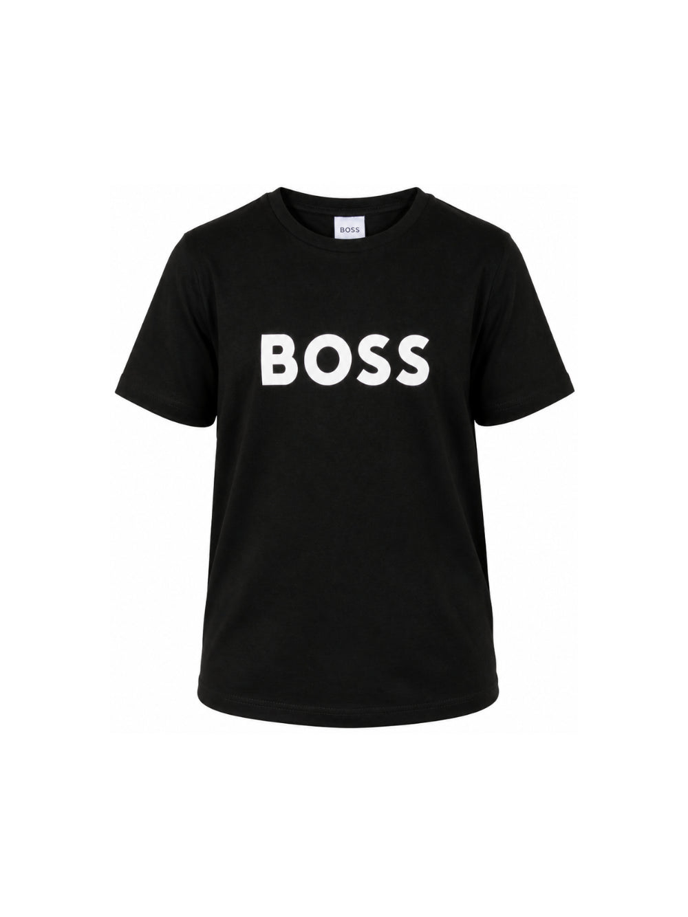 T-shirt per bambino BOSS Kids nera con logo goffrato bianco J25P24 09B BOSS KIDS 