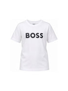 T-shirt per bambino Boss Kids bianca con stampa logo sul davanti J25P24 10P BOSS KIDS 