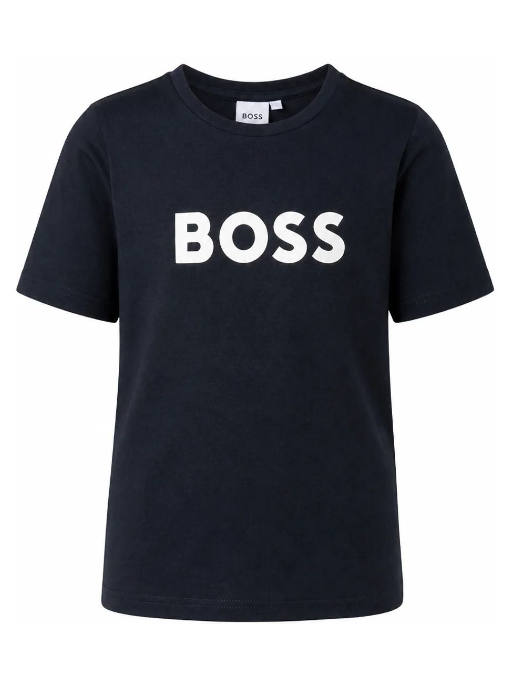 T-shirt per bambino BOSS Kidswear blu con logo goffrato bianco J25P24 849 BOSS KIDS 