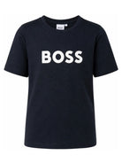 T-shirt per bambino BOSS Kidswear blu con logo goffrato bianco J25P24 849 BOSS KIDS 