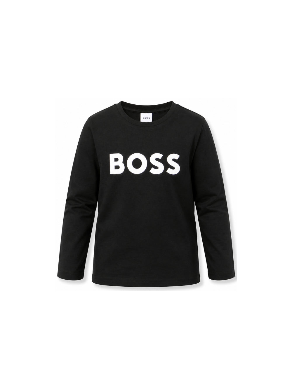 T-shirt per bambino Boss Kids nera con stampa logo sul davanti J25P25 09B BOSS KIDS 